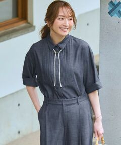 S size ONWARD(小さいサイズ) / エスサイズオンワード シャツ・ブラウス | デニムライクキュプラミックス ブザムデザイン ブラウス