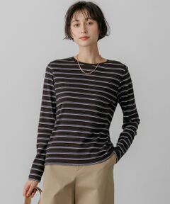 S size ONWARD(小さいサイズ) / エスサイズオンワード カットソー | マルチボーダーフライス ロング Tシャツ