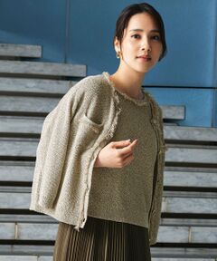 S size ONWARD(小さいサイズ) / エスサイズオンワード カーディガン・ボレロ | 【カタログ掲載・上品・華やか・アンサンブル可】ドライツイーディー ニットジャケット風 カーディガン