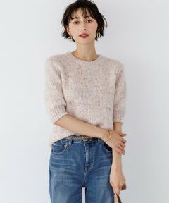 S size ONWARD(小さいサイズ) / エスサイズオンワード ニット・セーター | マーブルカラーファンシー ハーフスリーブ ニット