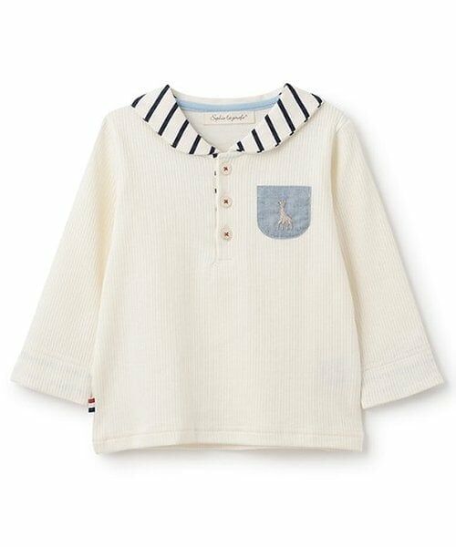 Sophie la girafe / キリンのソフィー シャツ・ブラウス | ボーダーセーラー長袖Tシャツ（紺）