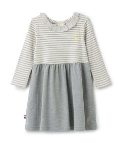 Sophie la girafe / キリンのソフィー ミニ丈・ひざ丈ワンピース | テレコボーダー長袖ワンピース