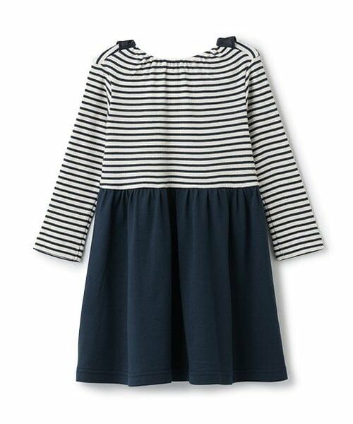 Sophie la girafe / キリンのソフィー ミニ丈・ひざ丈ワンピース | テレコボーダー長袖ワンピース | 詳細1