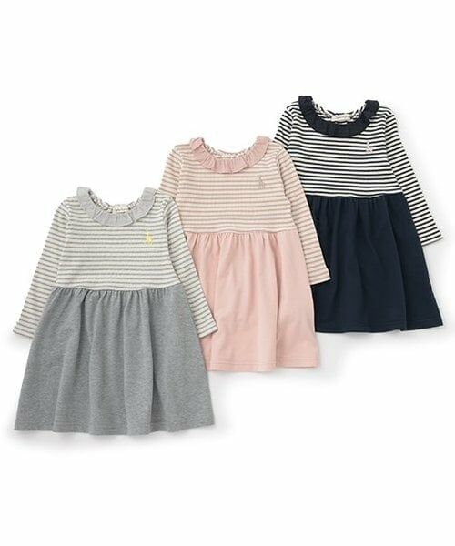 Sophie la girafe / キリンのソフィー ミニ丈・ひざ丈ワンピース | テレコボーダー長袖ワンピース | 詳細7