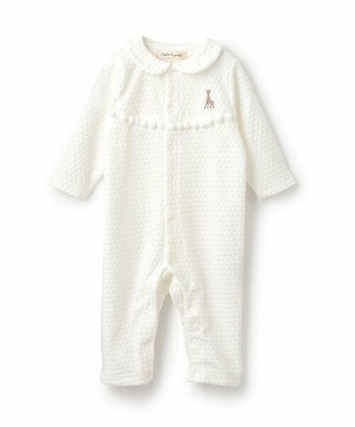 Sophie la girafe / キリンのソフィー ロンパース | 水玉ベロアカバーオール（オフ ホワイト）