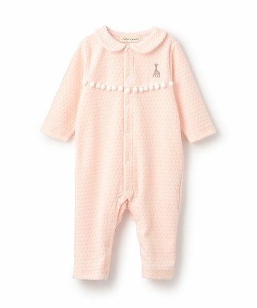 Sophie la girafe / キリンのソフィー ロンパース | 水玉ベロアカバーオール（ピンク）