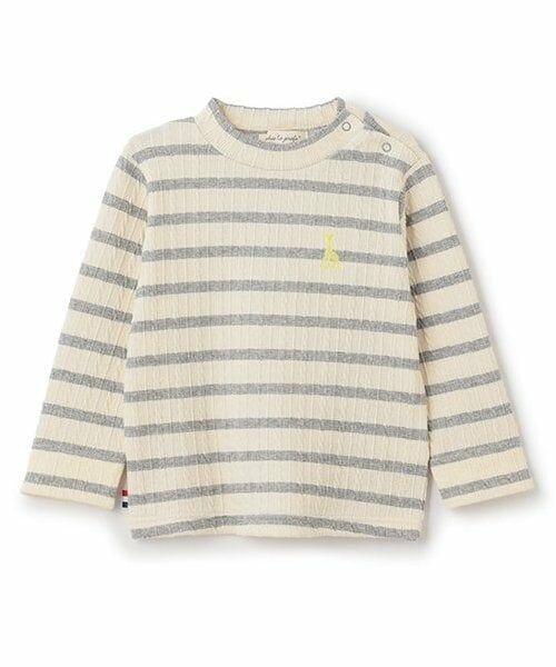 Sophie la girafe / キリンのソフィー Tシャツ | ジャカードボーダー長袖Tシャツ（グレー）