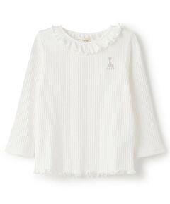 Sophie la girafe / キリンのソフィー Tシャツ | 衿フリルプリーツ長袖Tシャツ