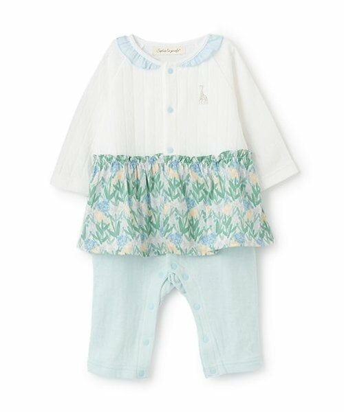 Sophie la girafe / キリンのソフィー ロンパース | 花柄カバーオール（ブルー）