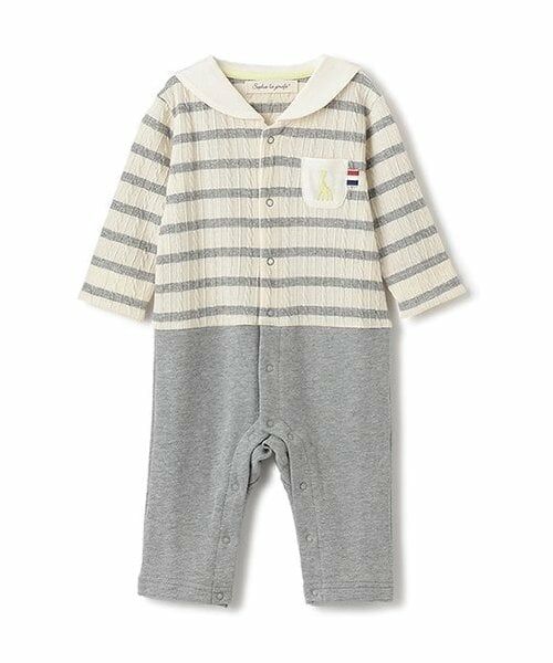 Sophie la girafe / キリンのソフィー ロンパース | ジャカードボーダーセーラーカバーオール（グレー）