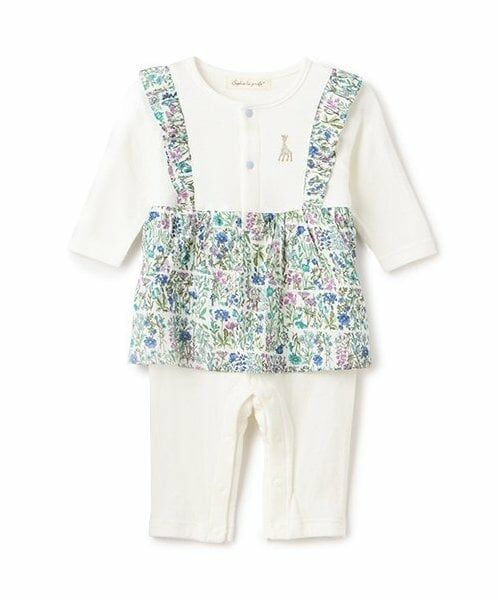 Sophie la girafe / キリンのソフィー ロンパース | 小花柄カバーオール（ブルー）