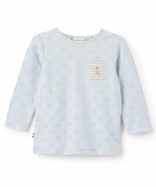 Sophie la girafe / キリンのソフィー Tシャツ | スタージャカード長袖Tシャツ（ブルー）