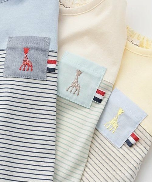 Sophie la girafe / キリンのソフィー Tシャツ | ボーダー切替半袖Tシャツ | 詳細3