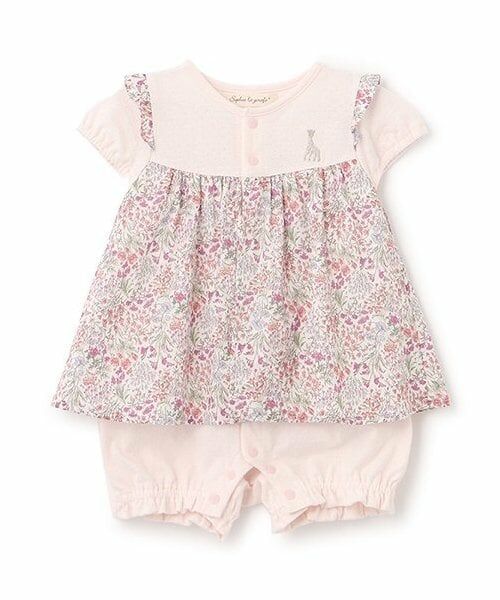 Sophie la girafe / キリンのソフィー ロンパース | 小花柄ショートオール（ピンク）