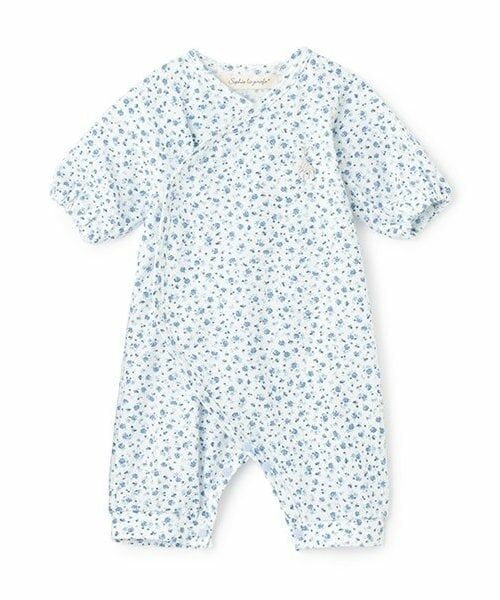 Sophie la girafe / キリンのソフィー ロンパース | 花柄天竺NEWBORNウェア（ブルー）