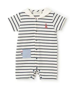 Sophie la girafe / キリンのソフィー ロンパース | ボーダーセーラーショートオール