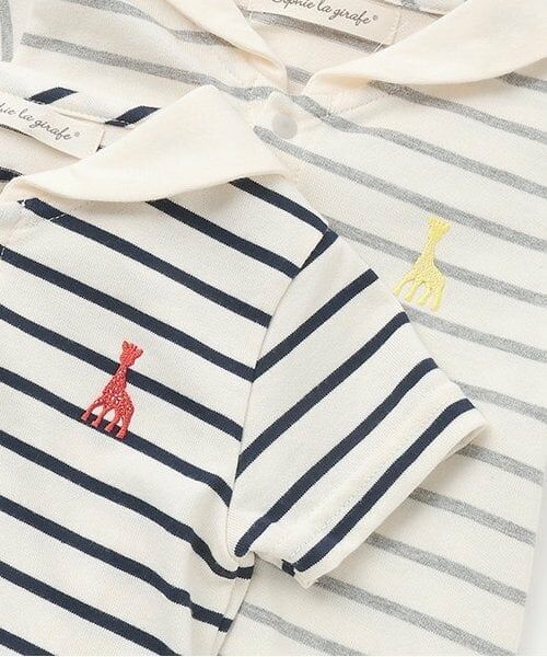 Sophie la girafe / キリンのソフィー ロンパース | ボーダーセーラーショートオール | 詳細3