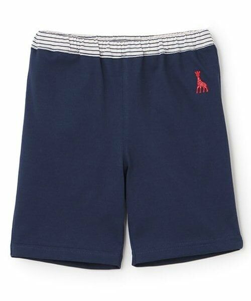 Sophie la girafe / キリンのソフィー ショート・ハーフ・半端丈パンツ | ボーダーポケットハーフパンツ【日本製】（紺）