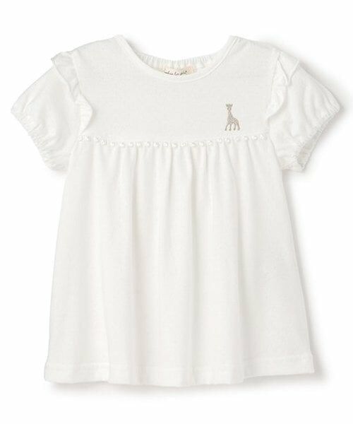 Sophie la girafe / キリンのソフィー Tシャツ | レース半袖Tシャツ【日本製】（オフ ホワイト）