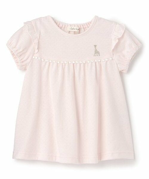 Sophie la girafe / キリンのソフィー Tシャツ | レース半袖Tシャツ【日本製】（ピンク）