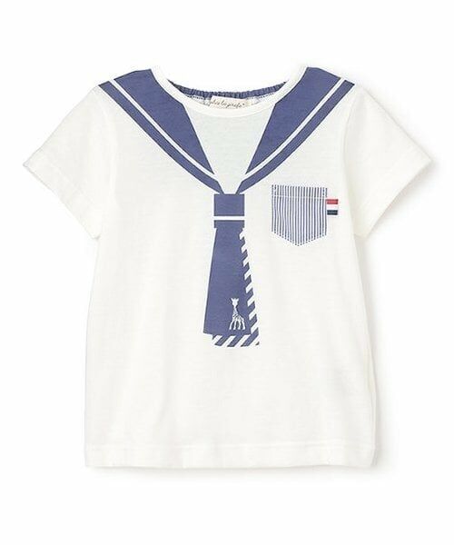 Sophie la girafe / キリンのソフィー Tシャツ | セーラープリント半袖Tシャツ【日本製】（オフ ホワイト）