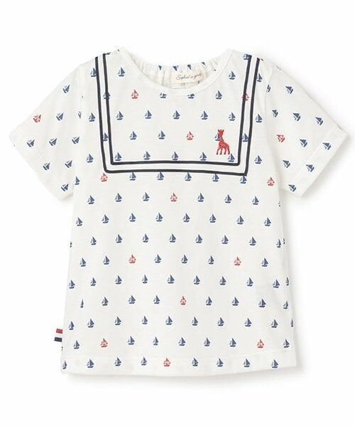 Sophie la girafe / キリンのソフィー Tシャツ | ヨットプリント半袖Tシャツ【日本製】（紺）