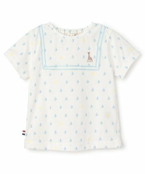 Sophie la girafe / キリンのソフィー Tシャツ | ヨットプリント半袖Tシャツ【日本製】（ブルー）