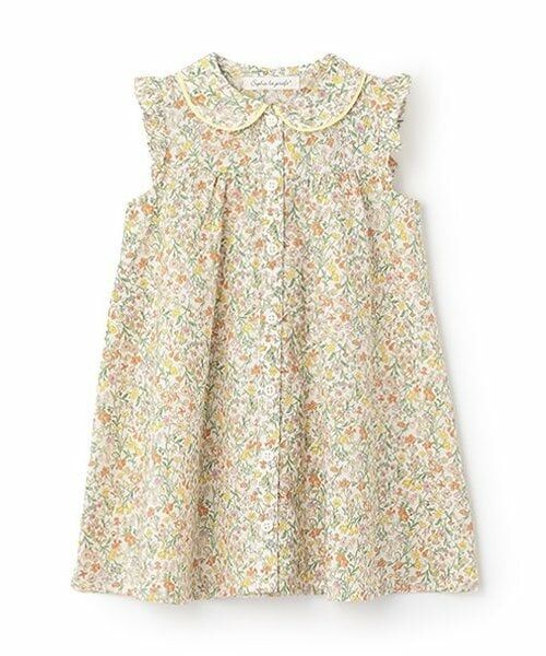 Sophie la girafe / キリンのソフィー ミニ丈・ひざ丈ワンピース | ボタニカル柄ワンピース【日本製】（黄）