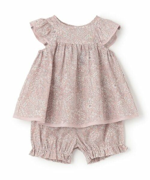 Sophie la girafe / キリンのソフィー ベビー・キッズウエア | 小花柄ベビース-ツ【日本製】（ピンク）