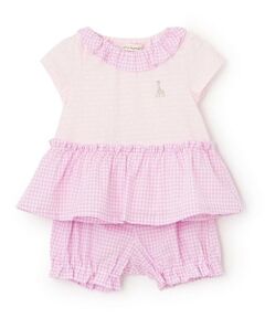 Sophie la girafe / キリンのソフィー ロンパース | ギンガムチェックベビースーツ【日本製】