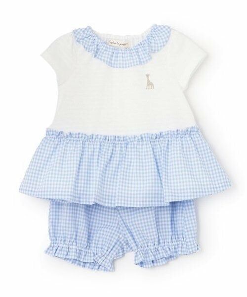 Sophie la girafe / キリンのソフィー ロンパース | ギンガムチェックベビースーツ【日本製】 | 詳細1