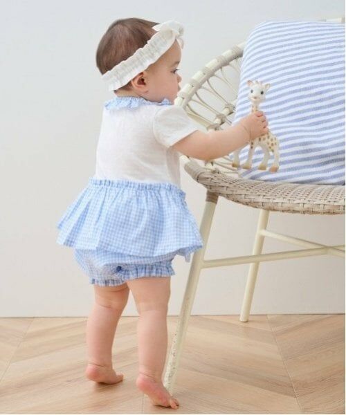 Sophie la girafe / キリンのソフィー ロンパース | ギンガムチェックベビースーツ【日本製】 | 詳細14