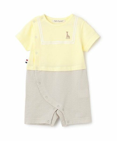 Sophie la girafe / キリンのソフィー ロンパース | ニットサッカーショートオール【日本製】（クリーム）