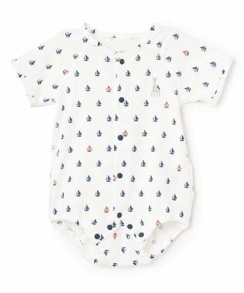 Sophie la girafe / キリンのソフィー 肌着 | ヨットプリントボディスーツ【日本製】（紺）