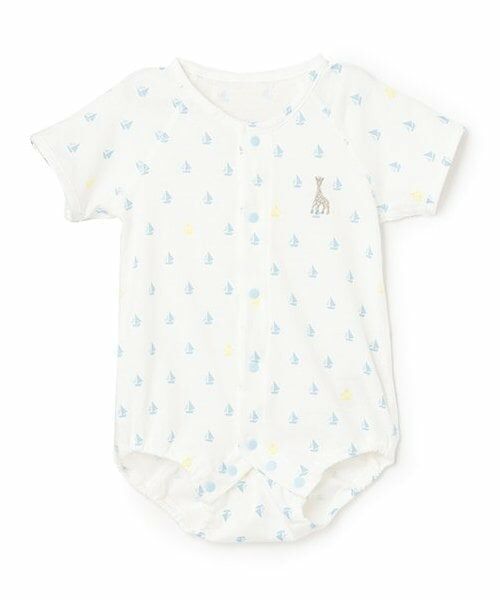 Sophie la girafe / キリンのソフィー 肌着 | ヨットプリントボディスーツ【日本製】（ブルー）