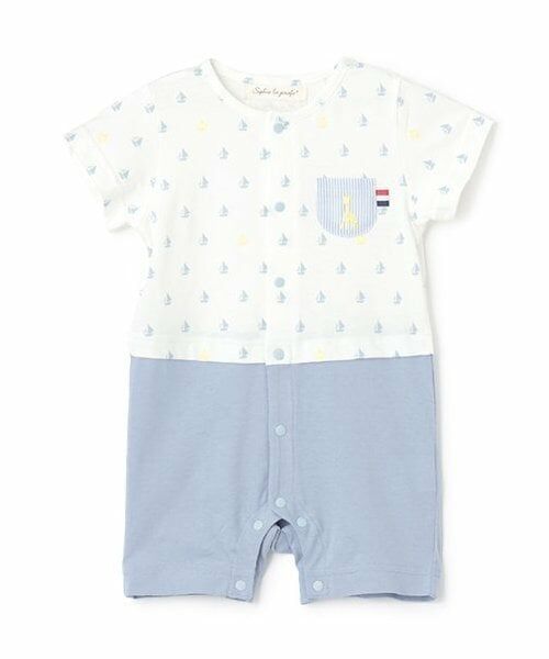 Sophie la girafe / キリンのソフィー ロンパース | ヨットプリントショートオール【日本製】（ブルー）