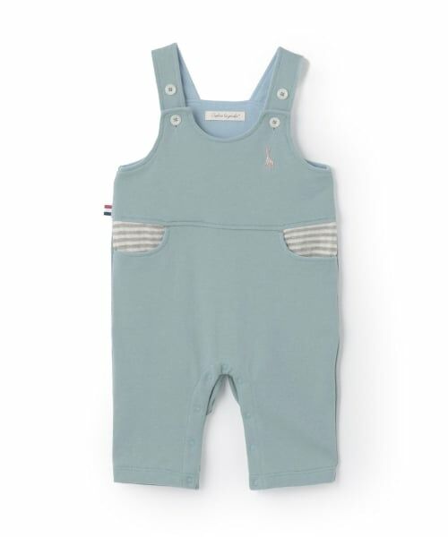 Sophie la girafe / キリンのソフィー ベビー・キッズウエア | ミニ裏毛サロペット【日本製】（ブルー グレー）