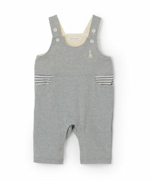 Sophie la girafe / キリンのソフィー ベビー・キッズウエア | ミニ裏毛サロペット【日本製】（グレー）