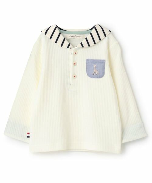 Sophie la girafe / キリンのソフィー Tシャツ | ボーダーセーラー長袖Tシャツ【日本製】（紺）