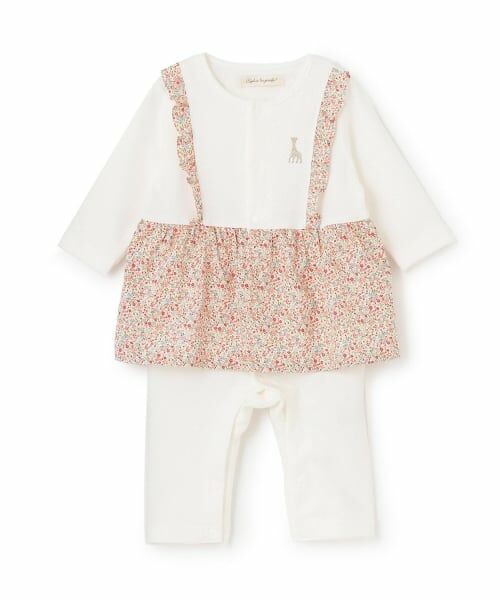 Sophie la girafe / キリンのソフィー ロンパース | 花柄カバーオール【日本製】（ピンク）