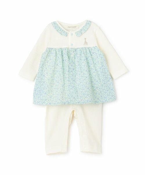 Sophie la girafe / キリンのソフィー ロンパース | 小花柄カバーオール【日本製】（ブルー）