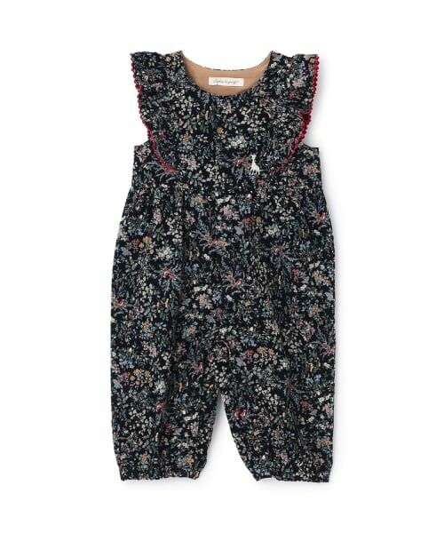 Sophie la girafe / キリンのソフィー サロペット・オールインワン | 花柄サロペット【日本製】（紺）