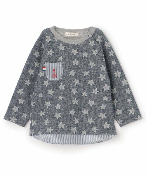 Sophie la girafe / キリンのソフィー スウェット | 星柄ジャカードレイヤードトレーナー【日本製】（紺）