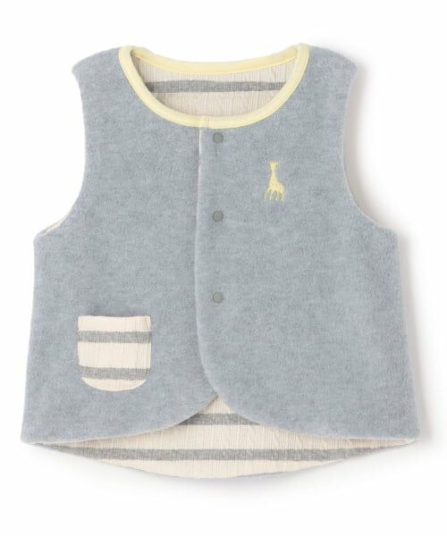 Sophie la girafe / キリンのソフィー ベビー・キッズウエア | フリースリバーシブルベスト【日本製】（グレー）