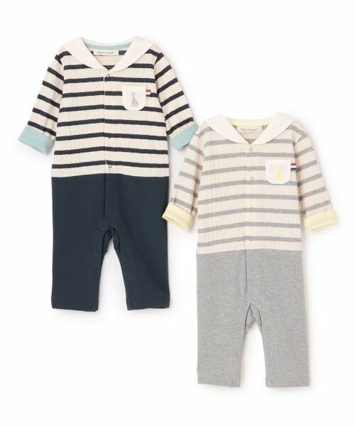 Sophie la girafe / キリンのソフィー ロンパース | ジャカードボーダーセーラーカバーオール【日本製】 | 詳細9