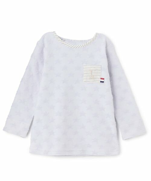 Sophie la girafe / キリンのソフィー Tシャツ | スタージャカード長袖Tシャツ【日本製】（ブルー）