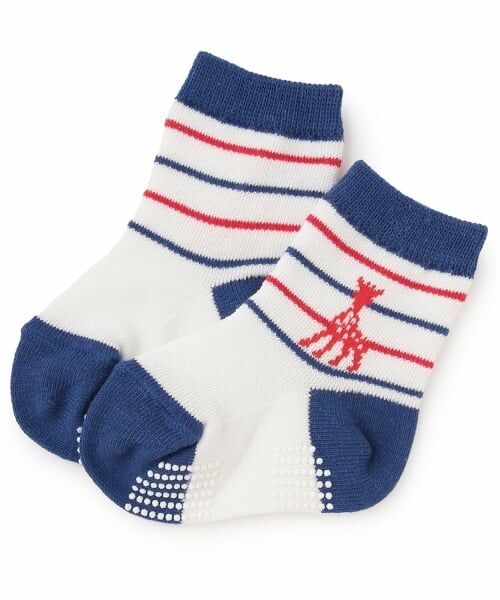 Sophie la girafe / キリンのソフィー ベビー・キッズウエア | メッシュボーダーソックス【日本製】（ブルー）