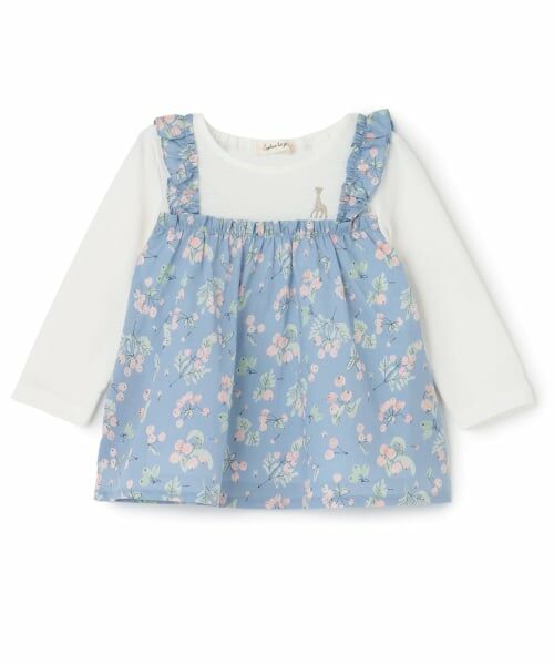 Sophie la girafe / キリンのソフィー その他トップス | 実と葉っぱ柄レイヤードチュニック【日本製】（ブルー）