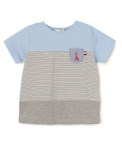 Sophie la girafe / キリンのソフィー Tシャツ | ボーダー切り替えTシャツ【日本製】