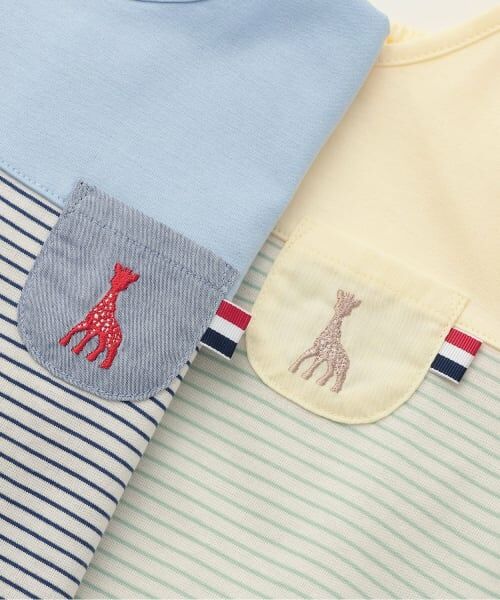 Sophie la girafe / キリンのソフィー Tシャツ | ボーダー切り替えTシャツ【日本製】 | 詳細4